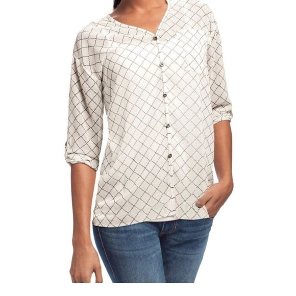 CABI‎ #740 Sheer Chessboard Plaid Top Blouse Sz Small - Picture 1 of 8